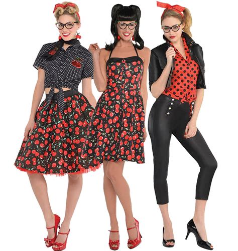 Ladies 1950s Fancy Dress Costume Rock N Roll Womens Outfit 50s 60s Film