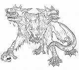 Cerbero Cerberus Lineart Greek Creatures Dragon Mythological Espeluznante Ecosia Dibujo Profesoras Hellhound sketch template