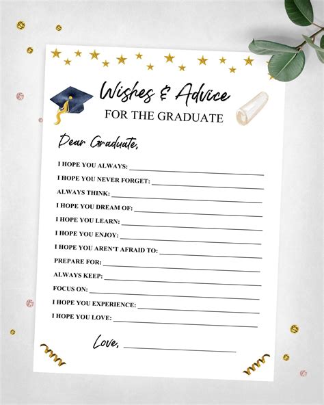 wishes  advice   graduate graduation party game etsy