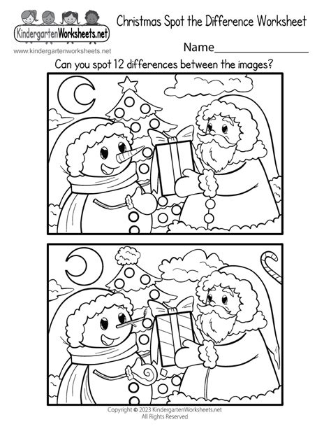 printable christmas spot  difference worksheet