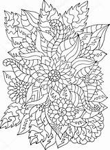 Zentangle Flowers Leaves Drawn Hand Stock Vector Depositphotos Illustration sketch template