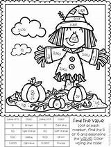 Value Place Color Number Fall Themed Coloring Teacherspayteachers Autumn Worksheets Grade Math Ten Sheets Base Sold Thanksgiving Pages Kids sketch template