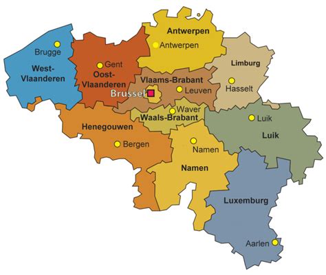 kaart belgie hoofdsteden kaart