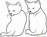 Coloring Cats Pages Backward Staring Two Coloringpages101 sketch template