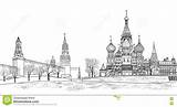 Rusland Moskou Kremlin Russland Mening Stadsmening Vierkante Reise Roten Kreml Moskaus Quadrats sketch template