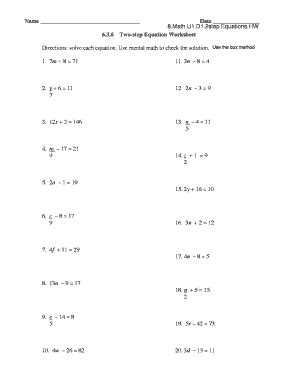 step equations worksheet fill  printable fillable blank