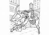 Coloring Spiderman Pages Fight Cartoon sketch template