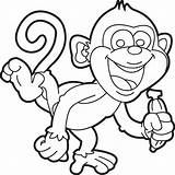 Coloring Pages Cute Monkey Cartoon Monkeys Printable Template Baby sketch template