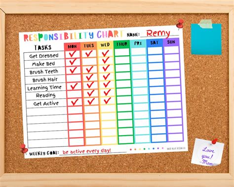responsibility chart  kids kids printable daily tracker etsy