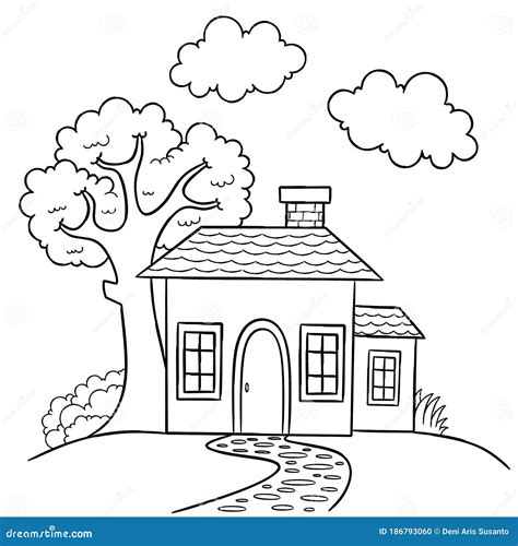 house coloring page   coloring book  kids stock vector illustration  isolated