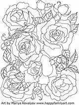 Coloring Pages Rose Roses Flower Flowers Adult Printable Drawing Adults Family Happy Line Mandala Outline Books Fun Bunch Kids Georgia sketch template
