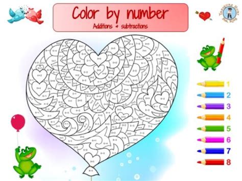 heart color  number additions subtractions treasure hunt  kids