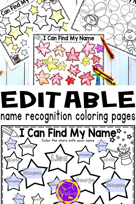 recognition worksheets color   editable editable  practice kindergarten