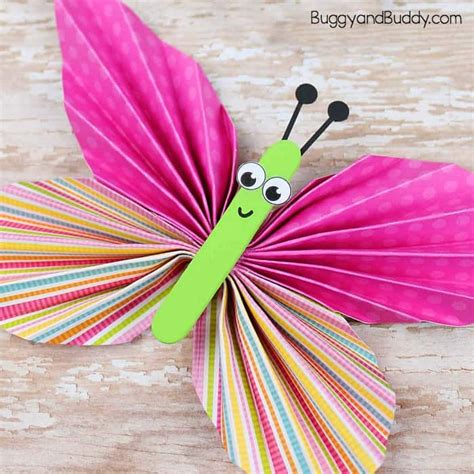 folded paper butterfly craft  kids buggy  buddy