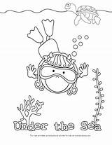 Coloring Sea Pages Under Color Kid Ocean Girl Kids Swimming Preschool Coloring4free Fish Waves Swim Printable Diving Crafts Clipart Para sketch template