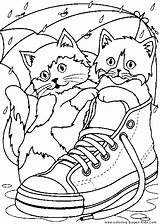 Coloring Cats Pages Color Cat Sheets Printable Animal Cute Two Kids Print Shoe Kittens sketch template