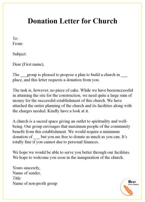 donation letter template  church samples letter template collection