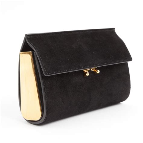 marni black suede clutch bag lyst