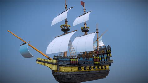 pirate ship destroyer buy royalty   model  lazae  sketchfab store