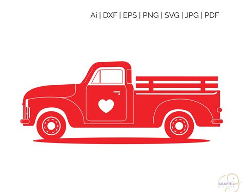 red truck svg clipart digital silhouette  cricut cut etsy