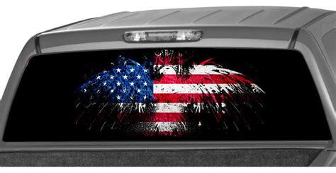 American Flag Eagle Rear Window Graphic Decal Tint Perf Etsy