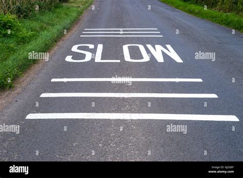 slow road marking  res stock photography  images alamy