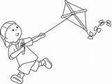 Kite Coloring Caillou Flying Pages Cartoon Kids Color Categories Getcolorings sketch template