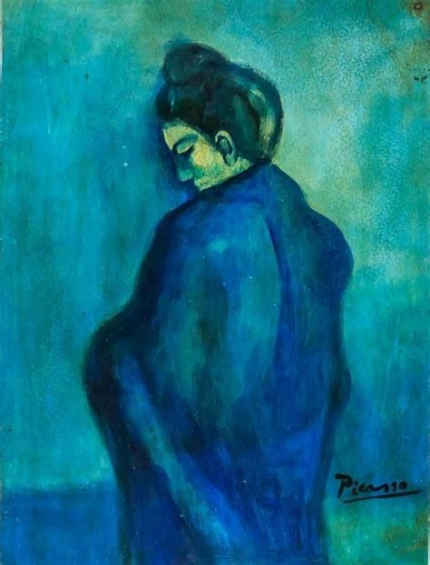 Pablo Picasso Blue Period Mixed Media On Paper Coa For