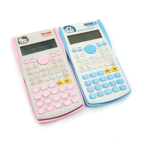 electronic scientific calculator function  student dual power pink  kitty calculadora