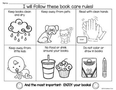 book care rules coloring page  bookmarks  book care