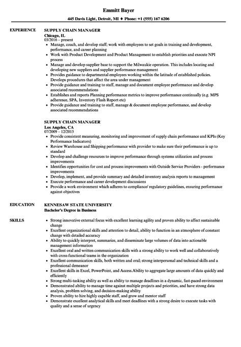supply chain manager resumes