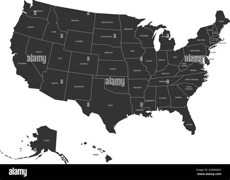 mapa de estados unidos con nombres de estado imagen vector de stock alamy