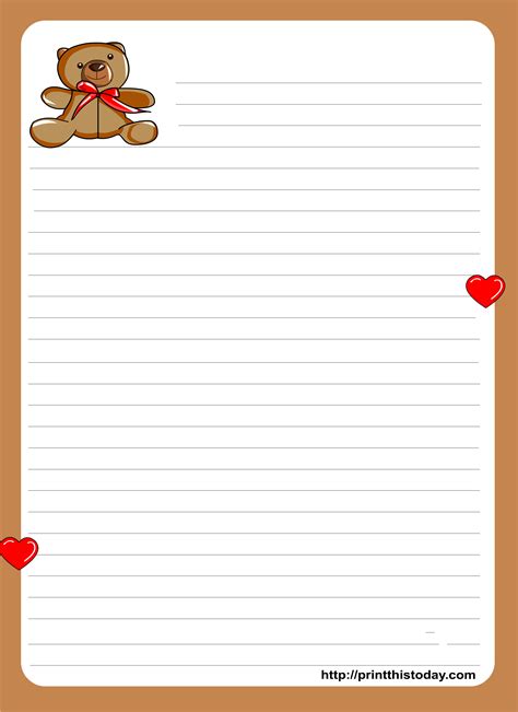 teddy bear writing paper  kids