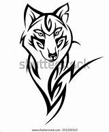Tribal Wolf Tattoo Vector sketch template