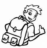 Backpack Clipart Wearing Coloring Child Drawing Pages School Bookbag Kids Boy Kid Backpacks Clipartpanda Clipartmag Clipground sketch template