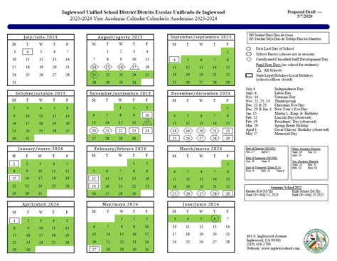 school calendars   inglewood unified school district