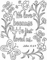 Coloring Loved Because He First Pages Bible Verse Printable Verses Jesus God Colouring Kids Supercoloring Crafts Nature Color Adults Sunday sketch template