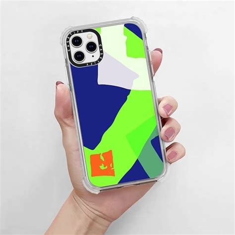 casetify ultra impact iphone  pro max case abstract lime green navy