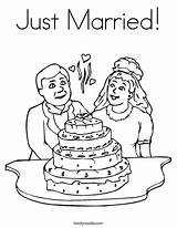 Coloring Married Just Cake Print Groom Bride Ll sketch template
