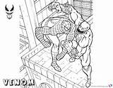 Venom Spiderman Coloring Pages Fighting Vs Building Printable Color Kids Print Getcolorings Getdrawings sketch template