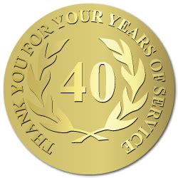 years  service foil stamped embossed award labels