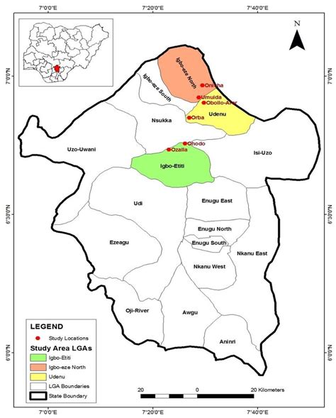 map  enugu state showingthe study sites  scientific diagram