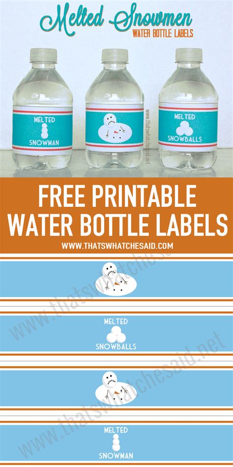 melted snowman water bottle labels   che