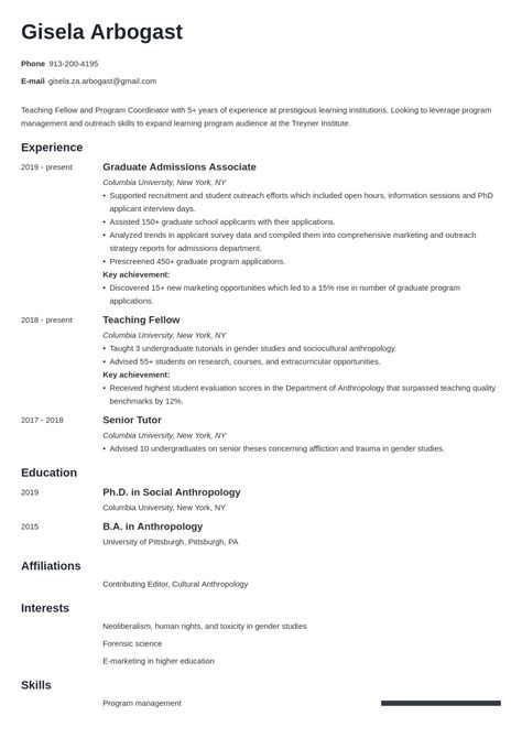 put phd student  resume student gen