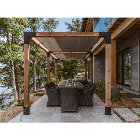 Toja Grid Double Pergola Kit With 2 Shade Sails For 6x6 Wood Posts 12