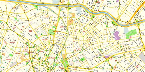Sao Paulo San Paulo Brazil Map Vector Exact City Plan High
