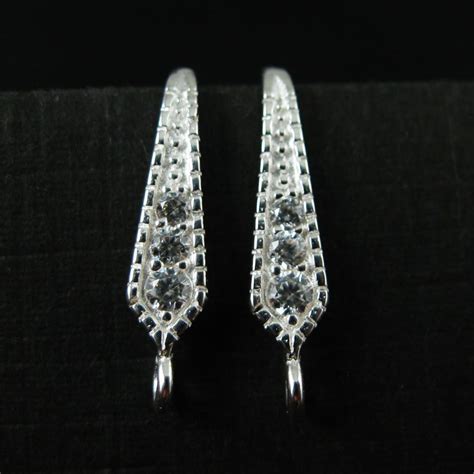 sterling silver earring findings bridal earwire cz stone earwire