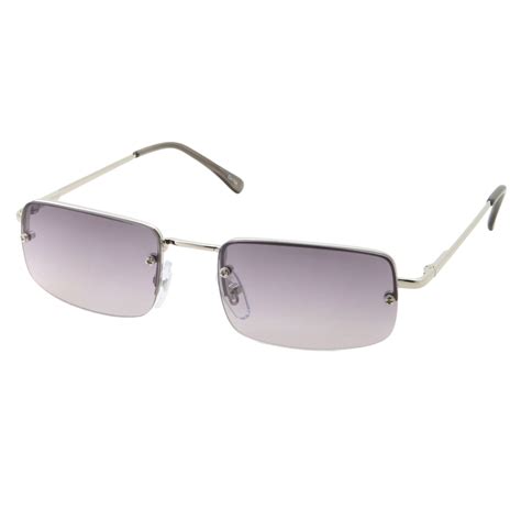 Grinder Punch Rectangular Rimless Sunglasses Small Slim Designer