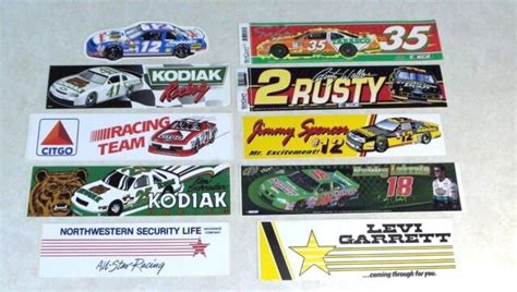assorted vintage nascar driver sponsor racing decals stickers