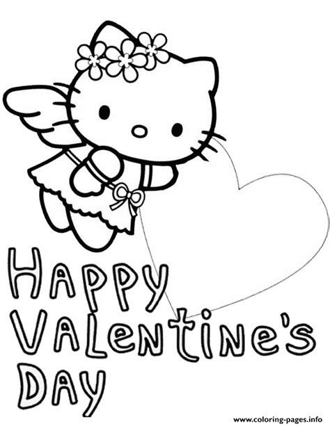 kitty big heart valentines coloring page printable